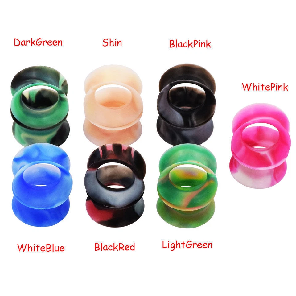 Pair Thin Silicone Ear Skin Ear Tunnels Plugs Gauges Earskin Earlets Flesh Gauge - Image 2 of 4