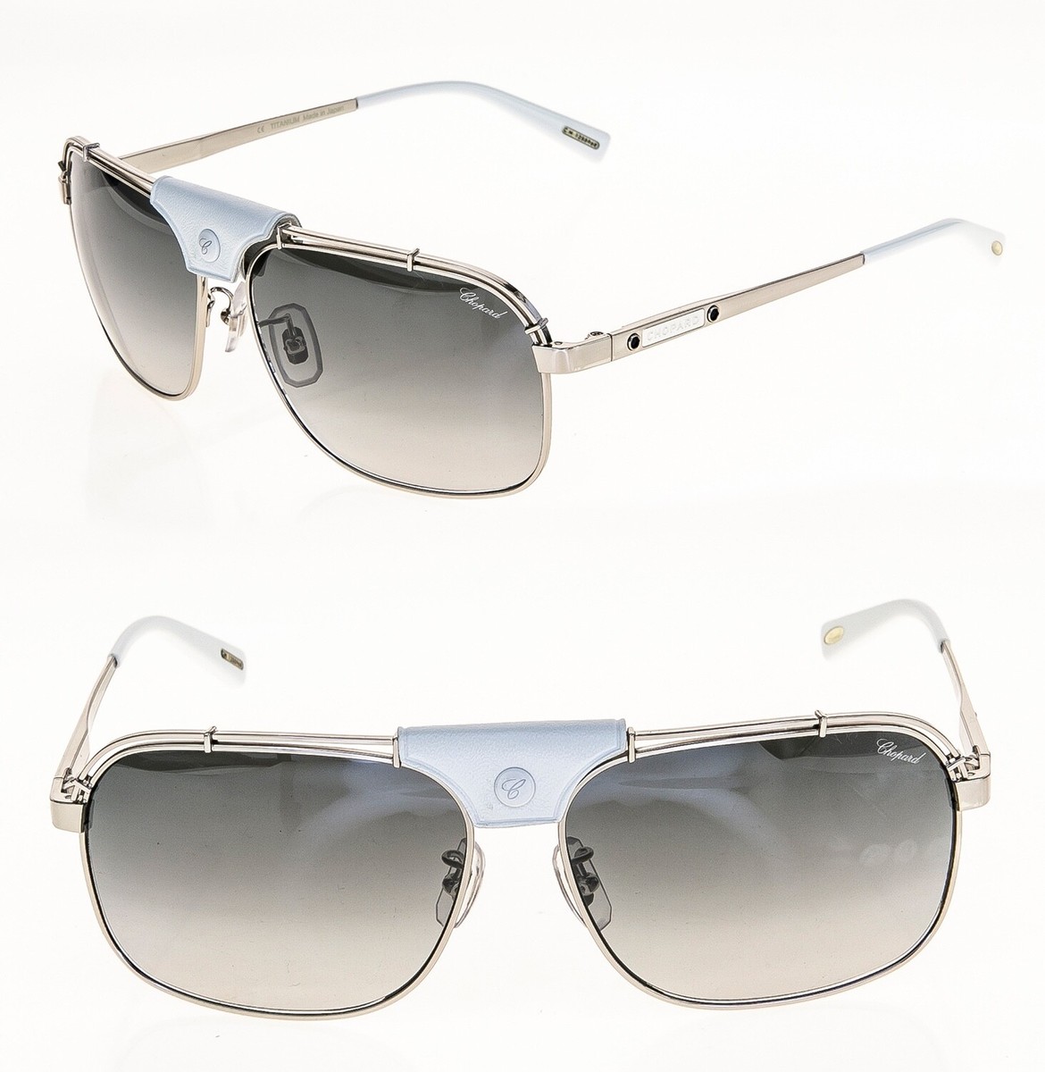 CHOPARD Navigator Silver White Leather Bridge Clip SCHA02S A02