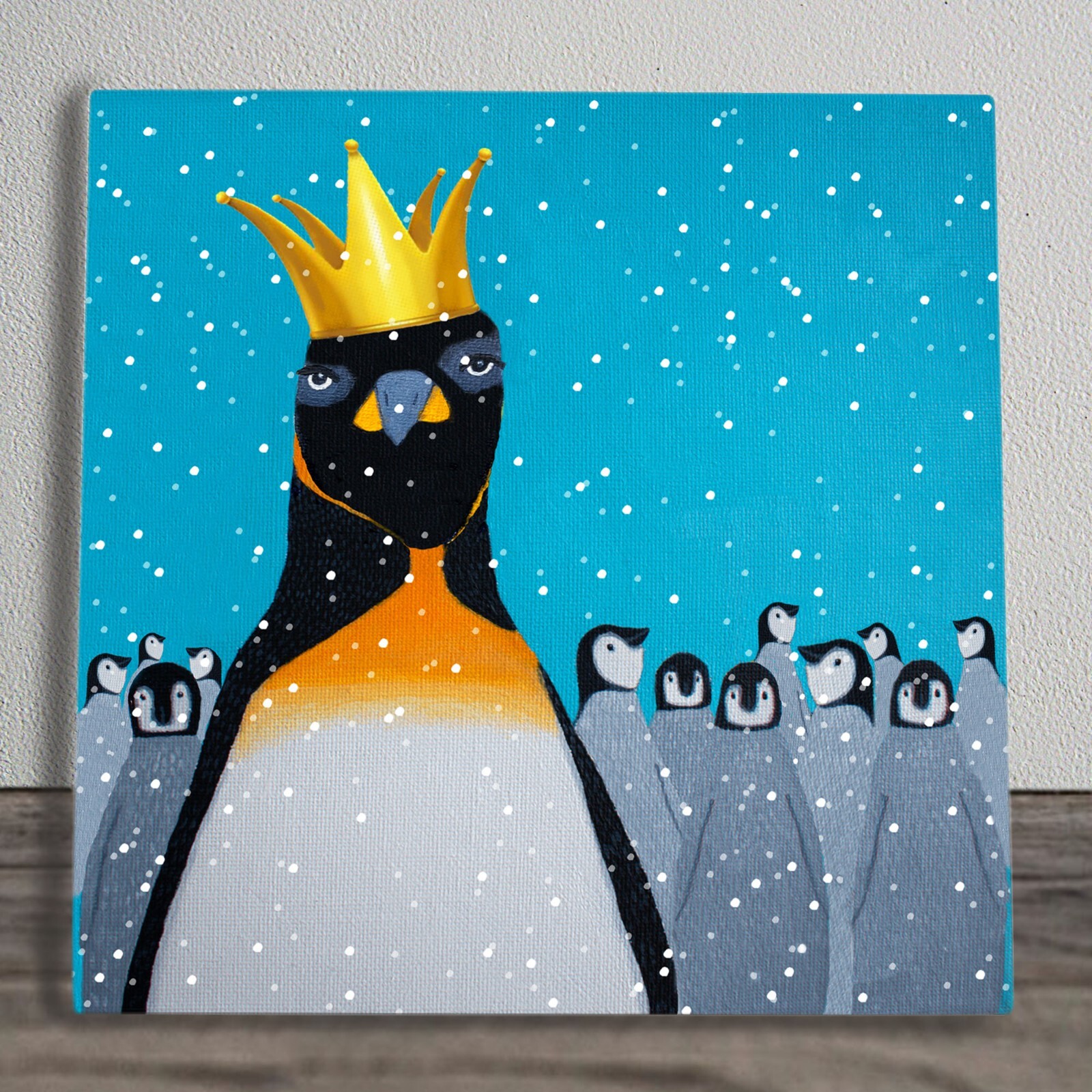 King Penguin Ceramic Tile Picture Plaque Sign Humorous Art Alisa Black 20x20cm