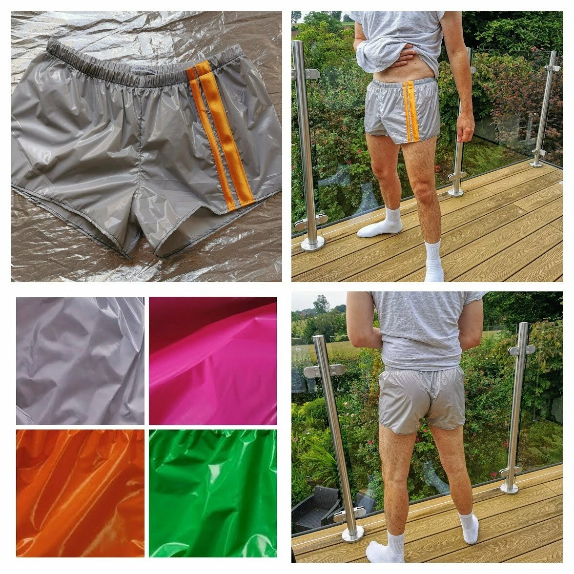 FUNTANA footy shorts in glossy ultra-thin PU-coated nylon taffeta (XS > 2XL)