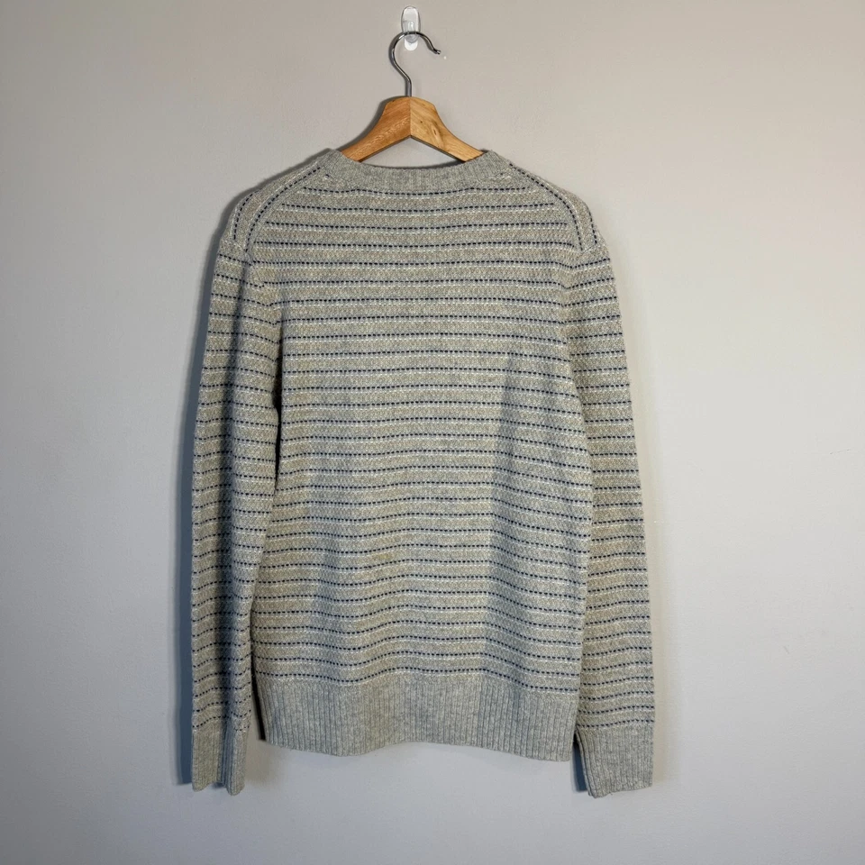 Jack Spade Turner Wool Striped Crewneck Pullover Sweater Men's Small Gray Preppy - Image 4 of 4