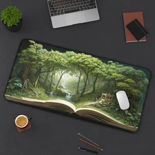 Enchanted Forest Desk Mat,  Aesthetic XL Mouse Pad Computer Gaming Desk Mat