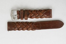 18mm Swiss Army Leather Replacement Watch Band Unisex Brown Weave SS Buckle