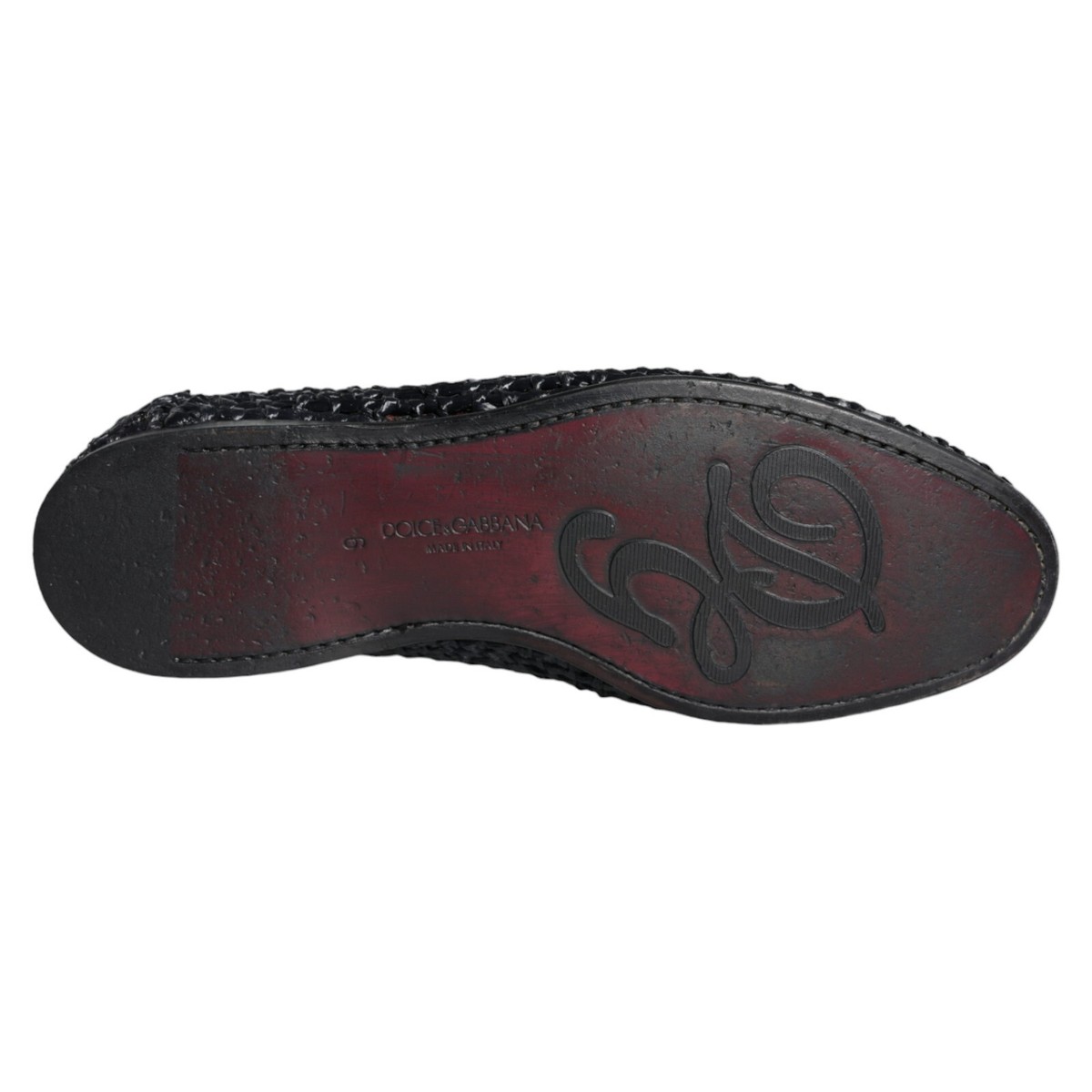 DOLCE & GABBANA Shoes Black Woven Raffia Slip On Loafers Men