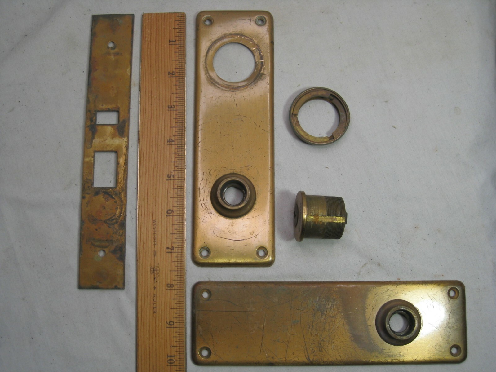 vintage antique plates door hardware plate cover Sargent lock parts A