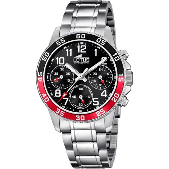 Lotus Orologio Cronografo Uomo 18651/2 – Quarzo, Cassa Acciaio Bicolore, Quadrante Verde, Rosso E Nero