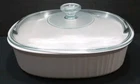Vintage Glass Corning F-2-B w/ Pyrex Lid French White Oval Casserole Dish 2.8L