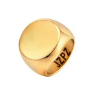 JZPZ Men Signet Ring Band Stainless Steel Gift Personalized Graduation ID Name