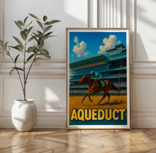 Aqueduct Racetrack Travel Poster Horse Racing Wall Art Print
