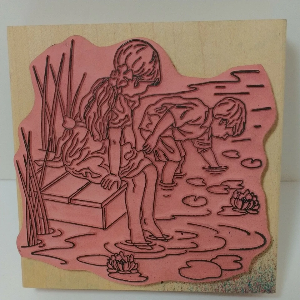 Estampillas Happen niños en el muelle 4x4 Henry Cole sello montado en goma Foto 3 de 3