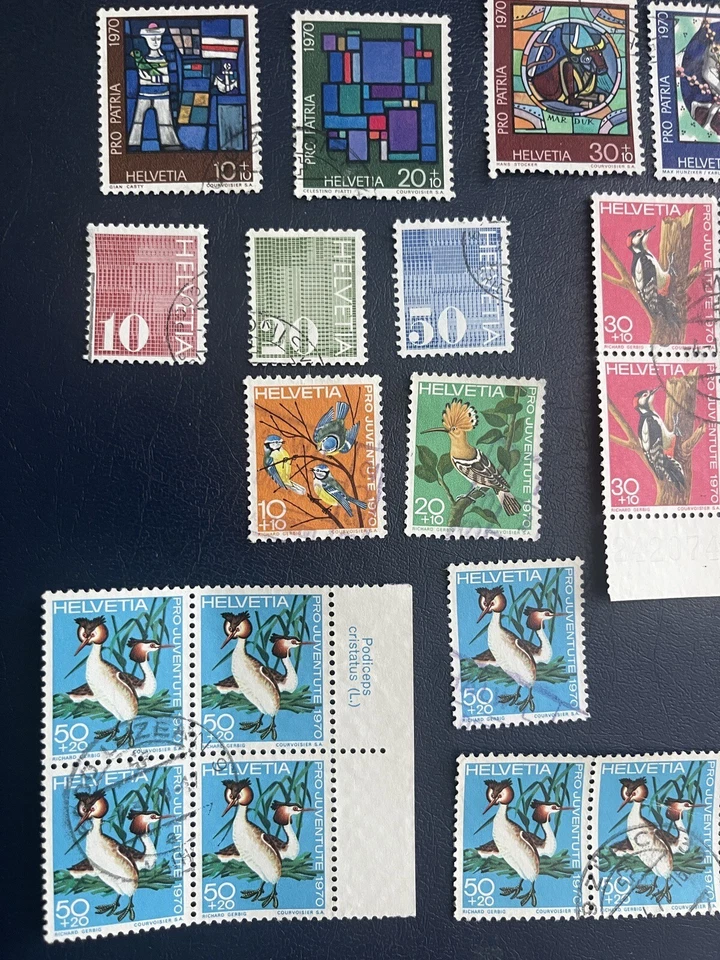 SWITZERLAND HELVETIA  1968-1970 CTO 6 Sets -25 Stamps, 2 Block Of 4,1 Block Of 2 - Image 4 of 4