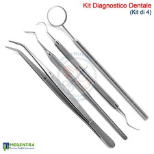 Kit di Strumenti Diagnostico Igiene Dentale Specchio Sonda Pinzetta Medicazione