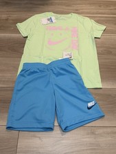 NWT Nike Boys 2 Piece Have A NIKE Day T Shirt And Blue Shorts Set Size M