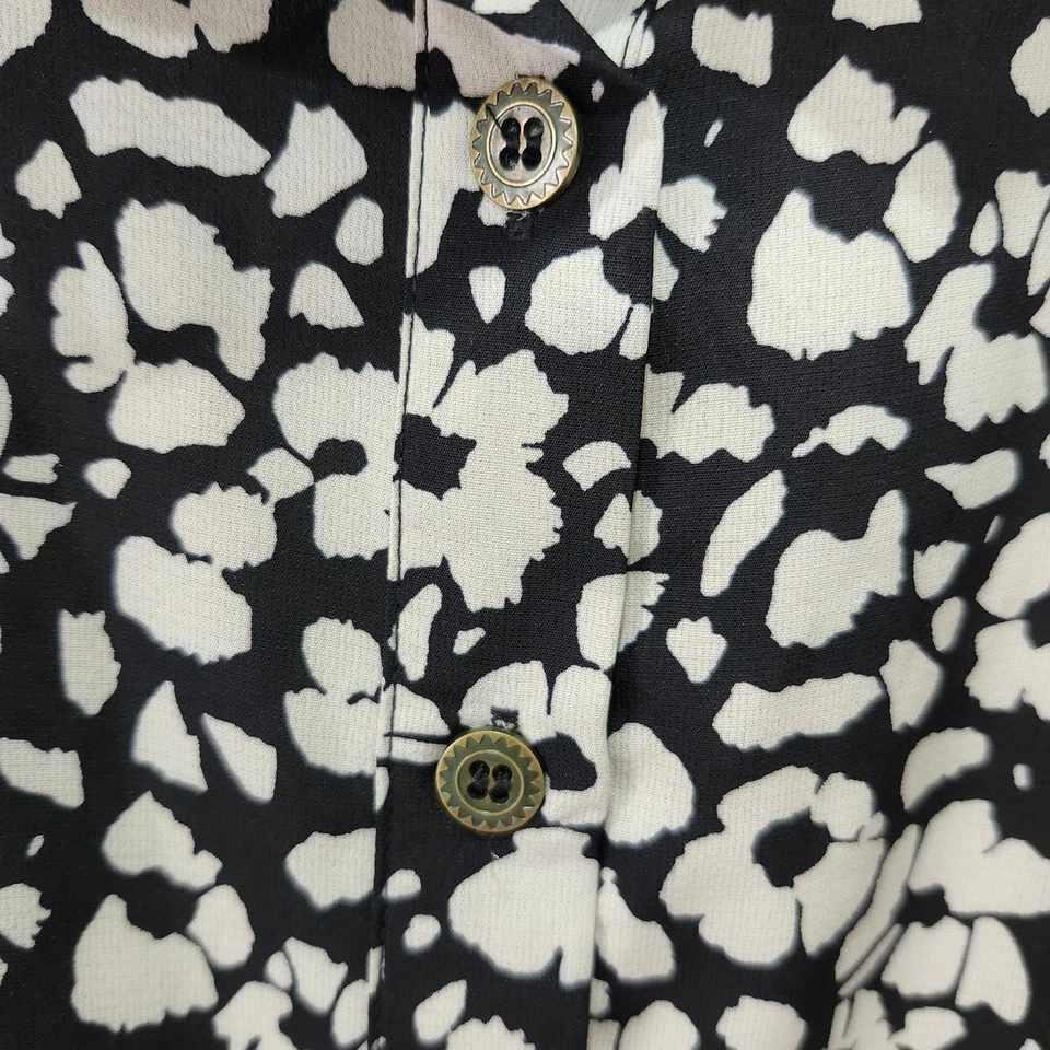 Vestido para mujer Umgee L negro blanco estampado floral manga transparente botón delantero en capas Foto 4 de 4