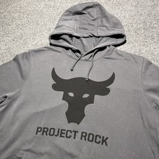 Under Armour Project Rock Hoodie Mens Medium Gray Short Sleeve Gym Training