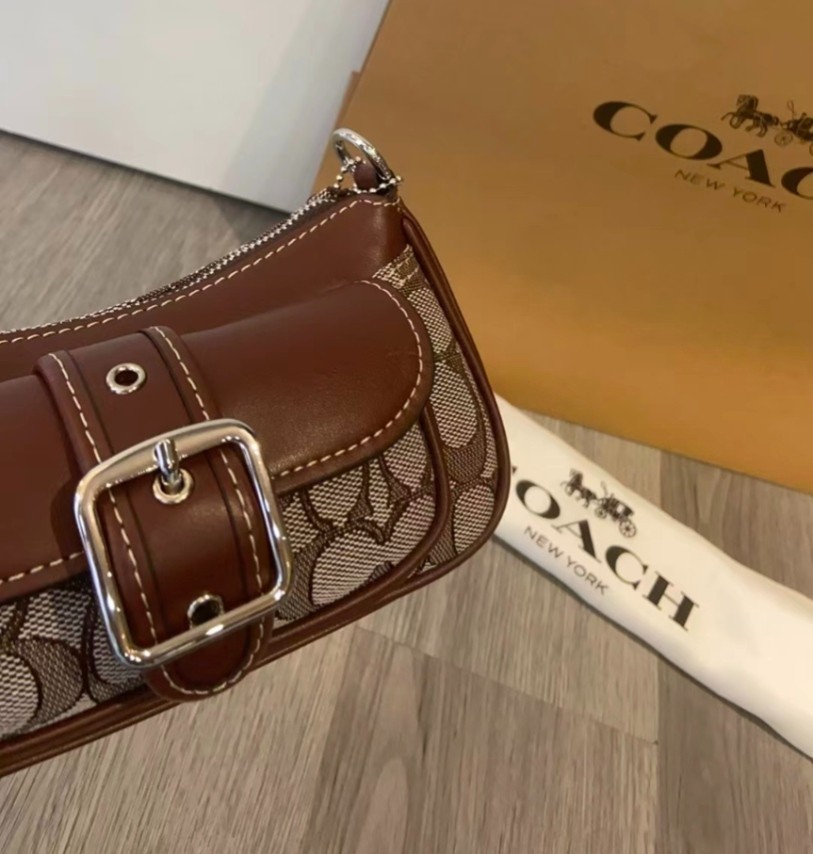 NWT Coach Signature Jacquard Ashton Mini Shoulder Bag Oak/Maple