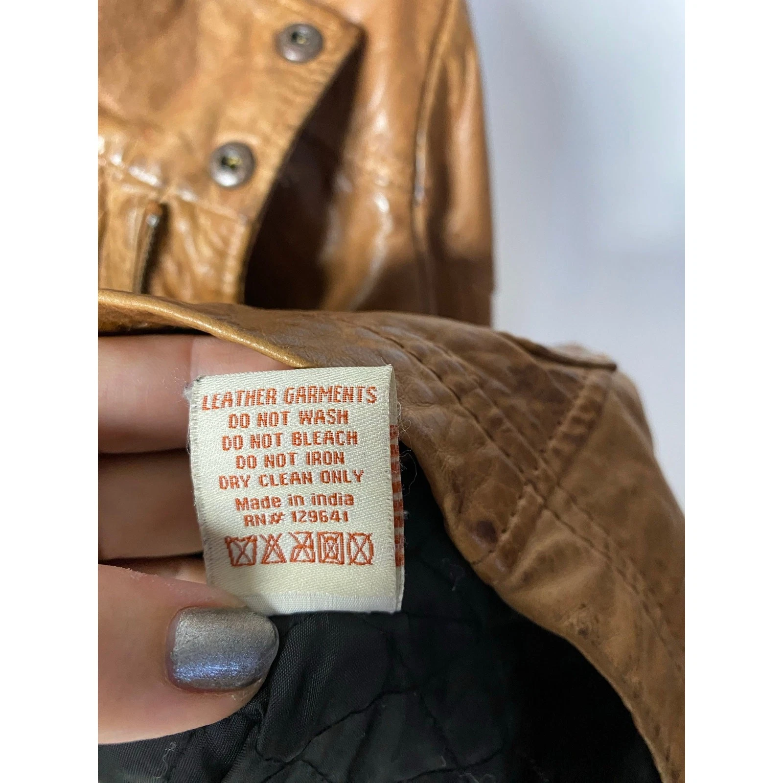 Carbon2Cobalt Men's Large Leather Bomber Jacket Brown Double Zip Up Mock - product detail image 10