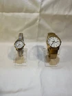 Pair Vintage Timex Indiglo Quartz 35mm Men's WR 30m Watch Gold Stretch Bracelet