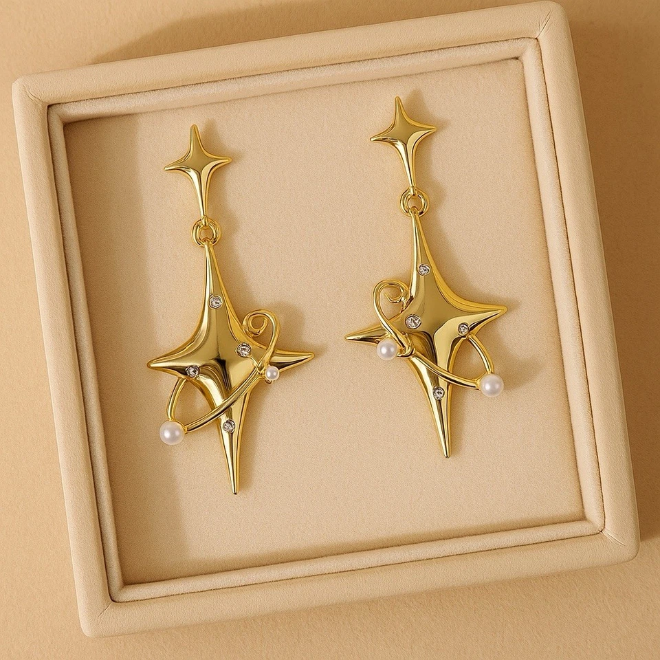 Aretes Chico’s Star Cross Boho Oro Circonita cúbica Espiral De Colección Northern Stud Orbit Foto 3 de 4