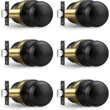 Probrico Black Interior Door Knobs Passage Hallway Closet 6 Pack
