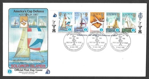 America's Cup Defence Australia 1987 FDC 1986 Solomon Islands Stamps Cover #6