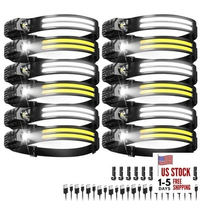 Rechargeable Headlamps Pack, LED Headlight 230° Ultra Wide Beam, 6 Modes 12