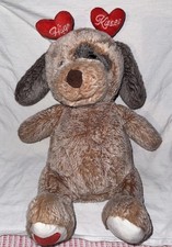 Beverly Hills Teddy Bear Brown Puppy Dog Plush Eye Spot Hugs Kiss Red Heart 15
