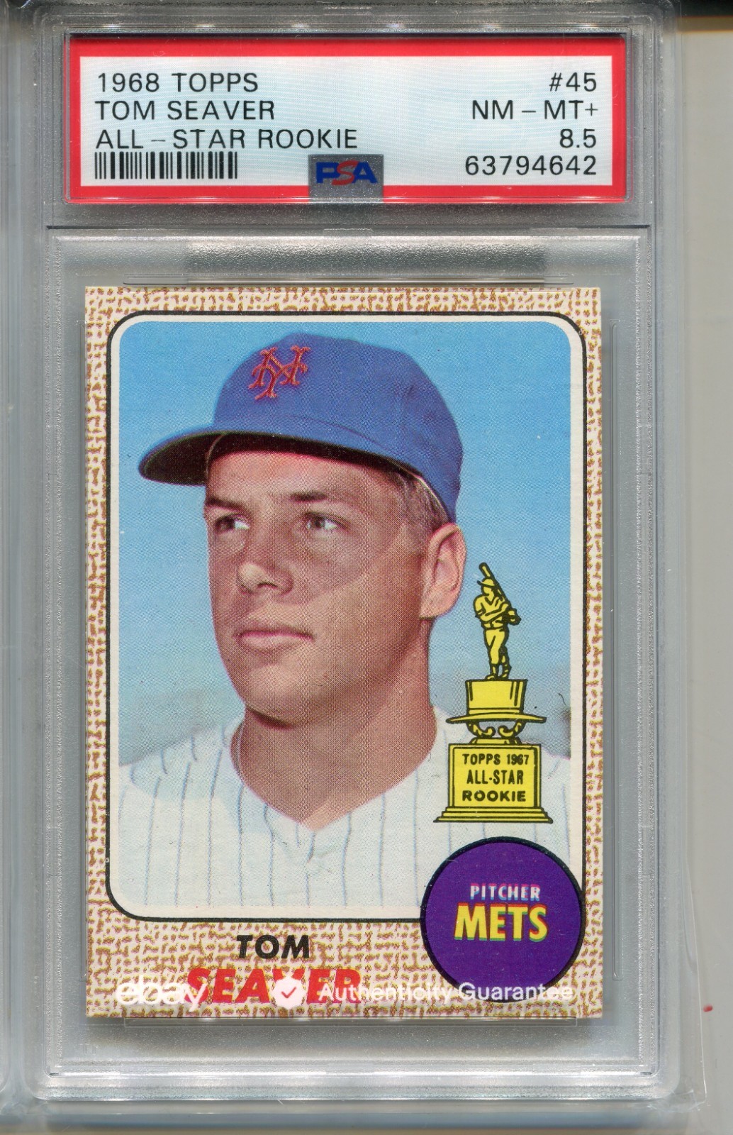 1968 Topps Tom Seaver All Star Rookie Graded PSA 8.5 NM MINT+ Baseball Card #45