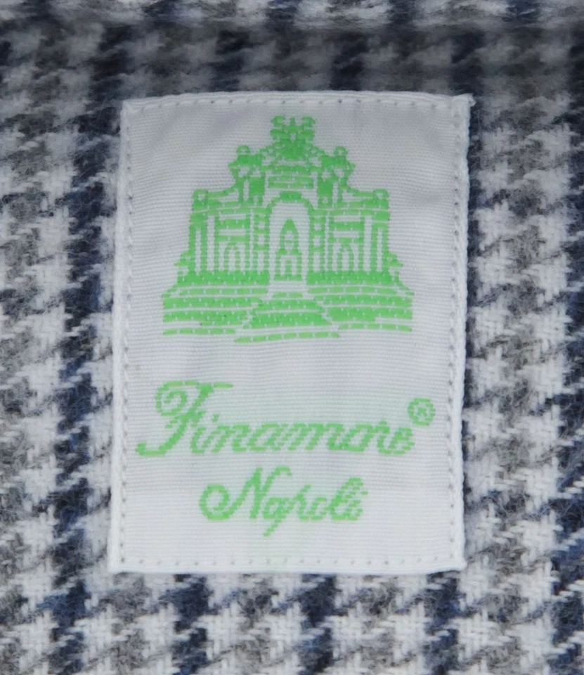 Camisa de franela pata de gallo gris Finamore Napoli - Extra delgada - (PF) Foto 4 de 4