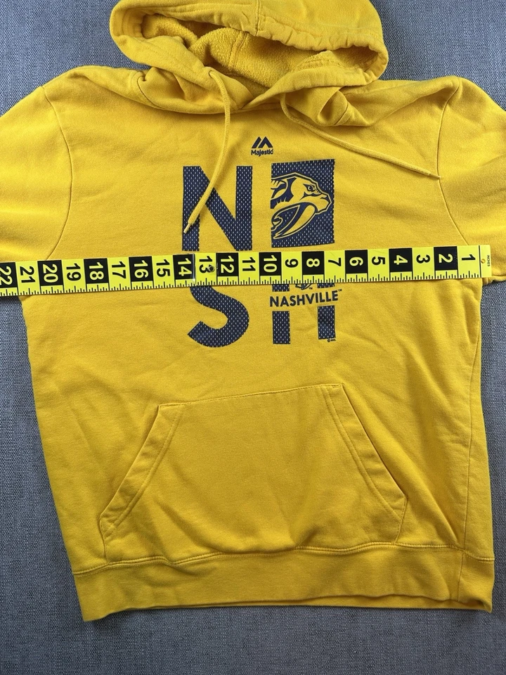 Sudadera con capucha amarilla mediana Majestic Nashville Predators para hombre estampado gráfico de hockey Foto 4 de 4