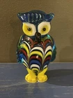 Vintage Murano Style Hand Blown Miniature Glass Owl Art Figurine 2.3 Inches Tall
