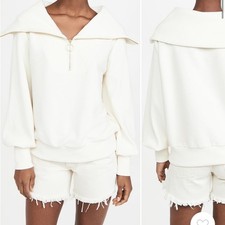 Varley Vine Half Zip Ribbed Pullover Ivory Size Small
