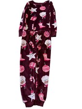 Carter  s Girls Maroon 2pc Ornament Holiday Cozy Pajamas Set SIZE 5T Soft Santa.