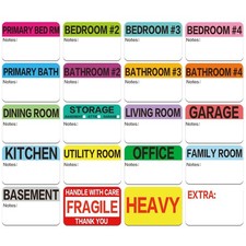 600 Count 3 x 2 Large Home Moving Packing Box Labels for 3-4 Bedroom House wi...
