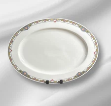 Eamag Porcelain China Bavaria EAM16 Yellow Band Pink Roses Serving Platter