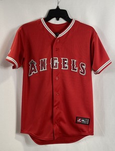 Majestic Los Angeles Angels MLB Baseball Jersey Red Button Front Youth XL