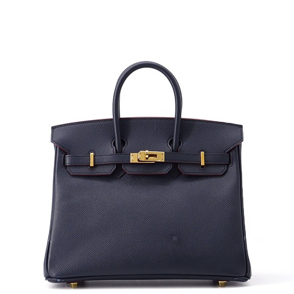 HERMES Birkin Contour Size 25 Epsom Blue Indigo/Rouge H