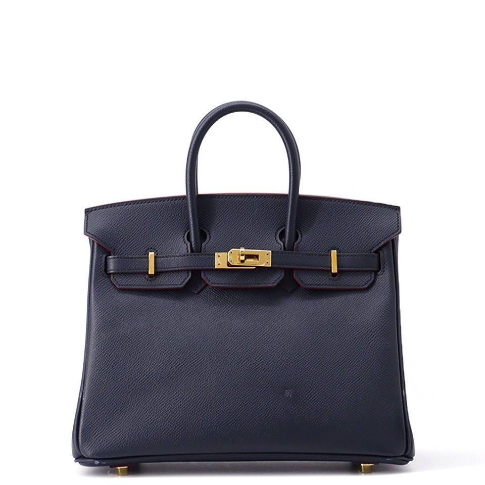 HERMES Birkin Contour Size 25 Epsom Blue Indigo/Rouge H