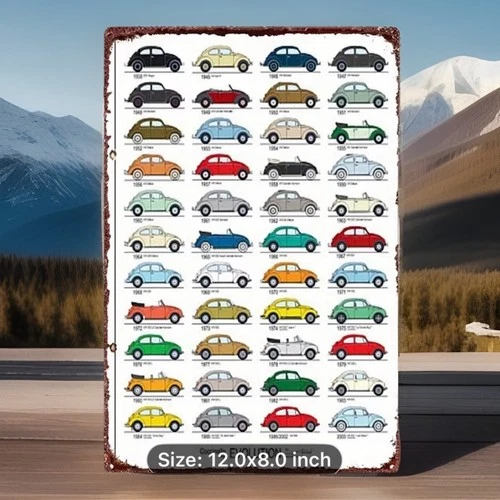 🆕Volkswagen VW Evolution Bug Beetle✨Tin Metal Sign✨Vintage Look✨🚒 12"x 8"