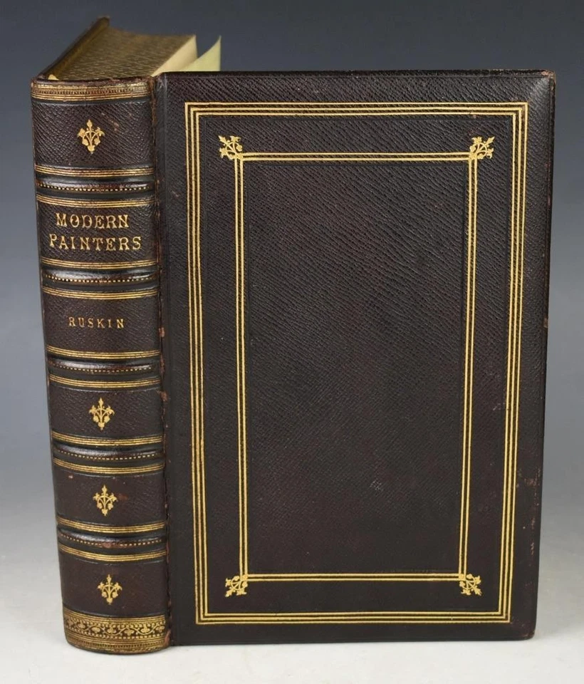 LARGE Vol with STUNNING Gauffered GILT edges Ruskin Modern Painters Mountain - Image 2 of 4