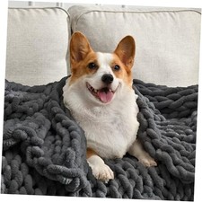 Soft Chunky Knit Blanket, 40X50 in Handmade Thick Chenille 40"x50" Dark Grey