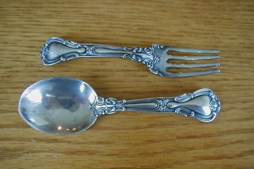 Sterling Silver Baby Fork and Spoon Vintage