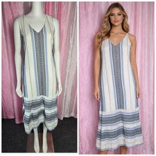 J. Jill Southwestern Tapestry Blue Embroidered Cotton Dress Size Small Petite 