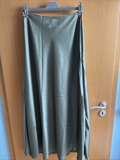 Langer Satin Rock Olivgrün Xl Mit Seitlichem...