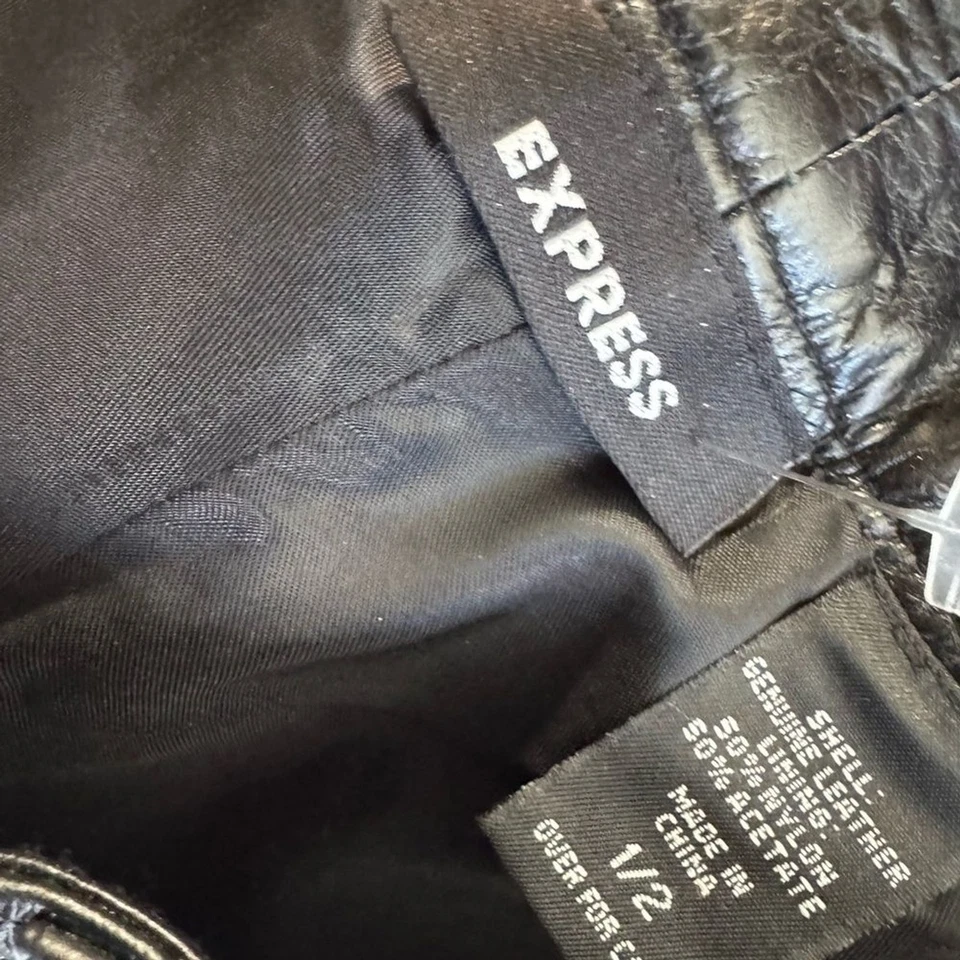 Pantalones Express Vintage Años 90 Cuero Genuino Negro Pierna Recta Talla 2 Foto 3 de 4