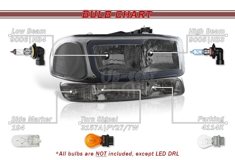 Faros LED transparentes contra humo para GMC Sierra 1500 2500 G2 1999-2006 + parachoques 4 piezas Foto 4 de 4