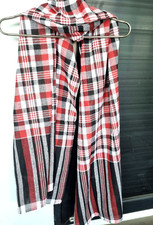 Cotton Loincloth Pha Kao Ma Thai Kaoma Plaid Scarf Bath Unisex Red Black L - 70"