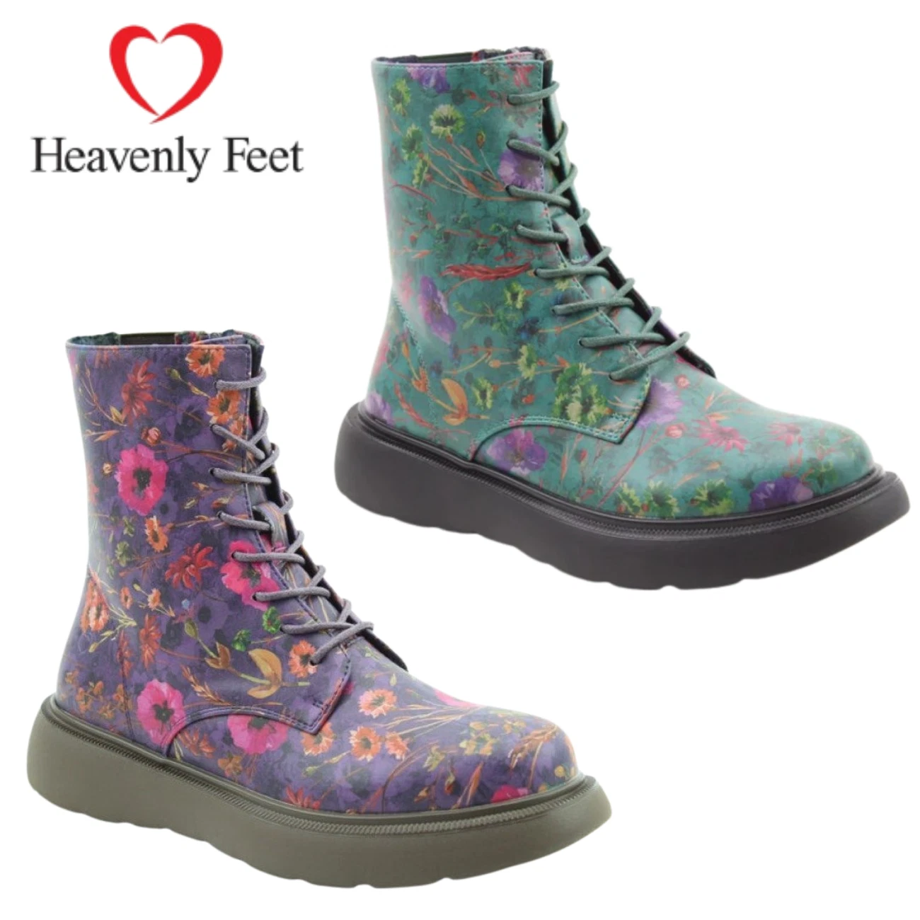 Womens Heavenly Feet Fern Ankle Boots Lace Zip Warm Litesole Comfort Boot