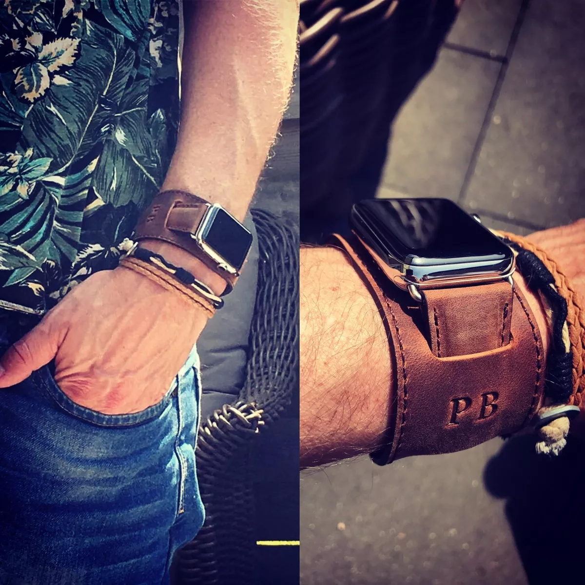 Handmade Monogrammed Apple Watch iWatch Band Fitbit Versa Genuine
