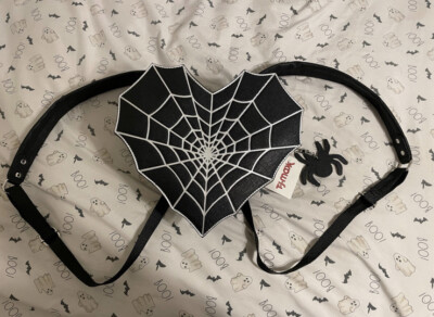 Mad Engine Halloween SPIDERWEB HEART Purse Bag Backpack  display picture 3